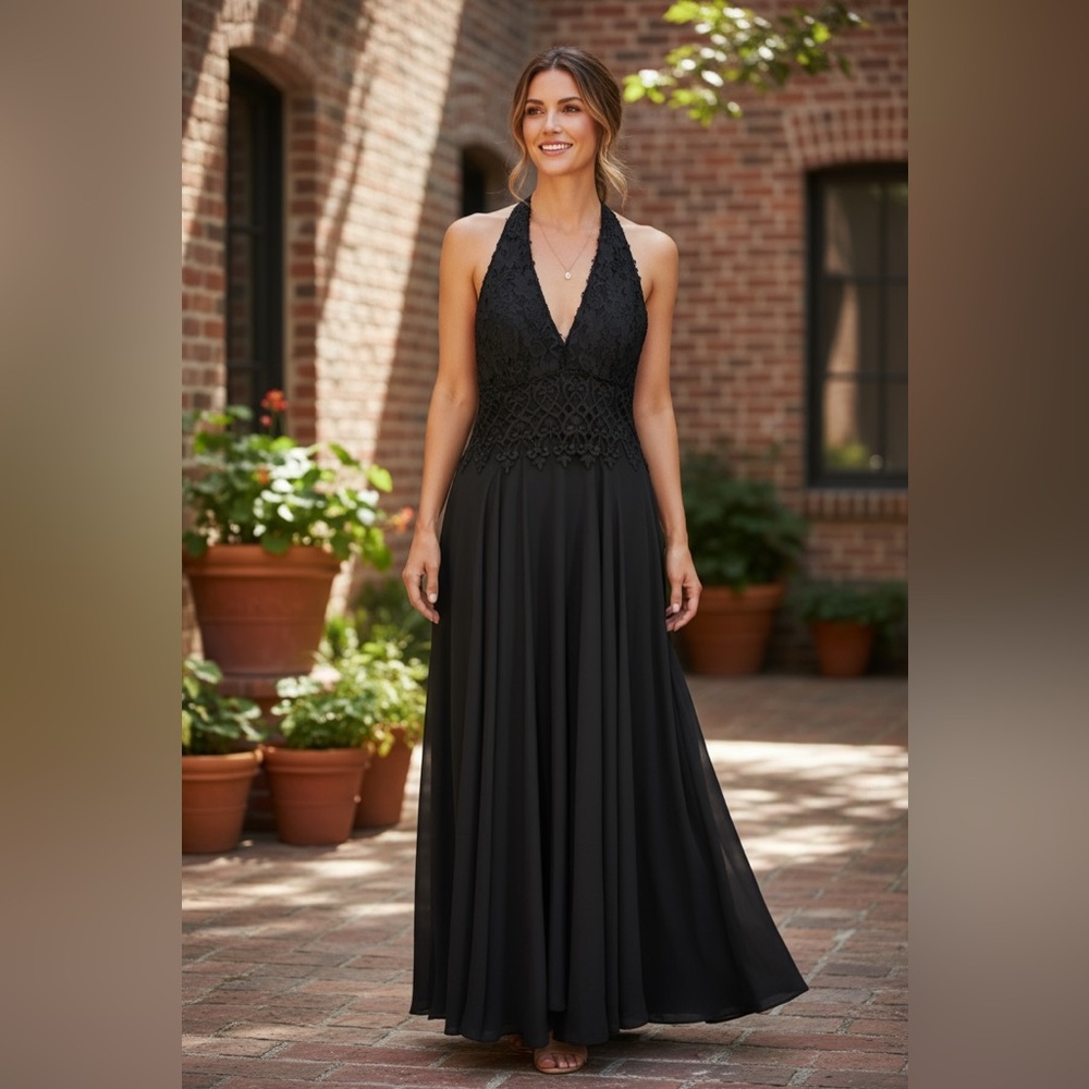 Scott McClintock party Black Halter Dress